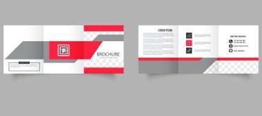 Kare şeklinde üç katlı geometrik broşür. Minimalist tarzda kurumsal broşür