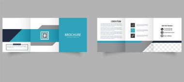 Kare şeklinde üç katlı geometrik broşür. Minimalist tarzda kurumsal broşür