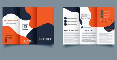 Üç Katlı Broşür Şablonu Soyut Şekiller, iş sunumları, şirket profilleri ve pazarlama materyalleri için mükemmel.