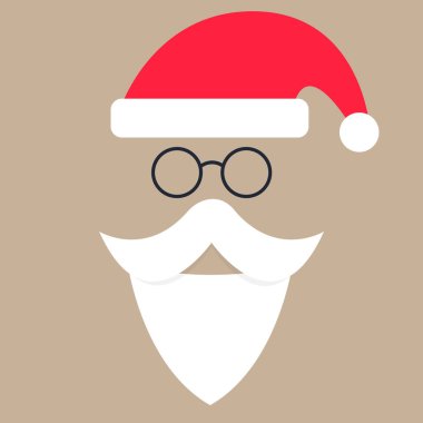 Noel Baba Noel Baba Noel Şapkası ve Beyaz Sakal Vektörü, Yüzünüz İçin Mükemmel, Noel süslemeleri, tebrik kartları, bayram afişleri, çıkartmalar ve mevsimlik projeler.