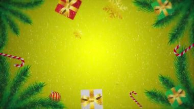 Köknar ağacı ve karlı Noel arkaplanı