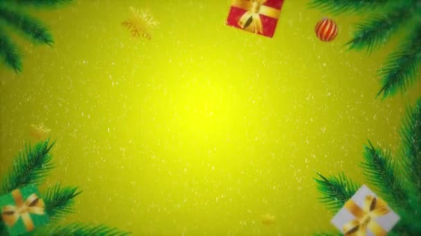 Kerstachtergrond Met Dennenboom Sneeuw — Stockvideo