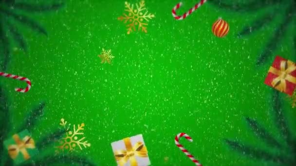 有冷杉和雪的圣诞节背景 — 图库视频影像