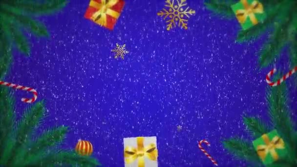 有冷杉和雪的圣诞节背景 — 图库视频影像