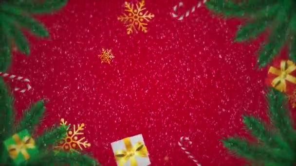 Χριστουγεννιάτικο Φόντο Έλατο Και Χιόνι — Αρχείο Βίντεο