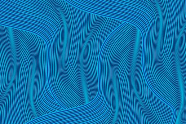 Dalgalı Mavi Soyut Çizgilerin Desenli Poster Arkaplanının Boyutlu Görüntülenmesi — Stok fotoğraf