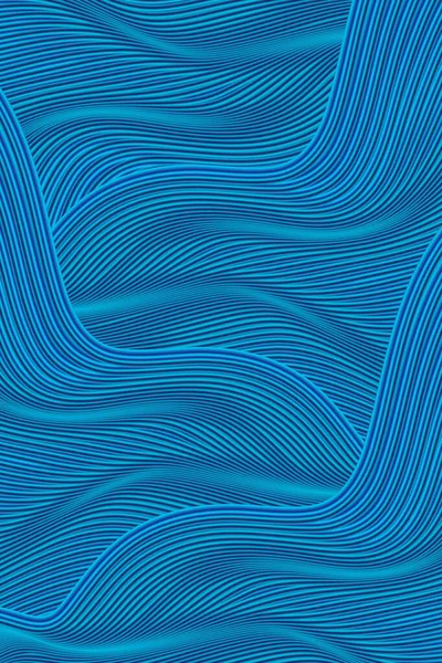 Dalgalı Mavi Soyut Çizgilerin Desenli Poster Arkaplanının Boyutlu Görüntülenmesi — Stok fotoğraf