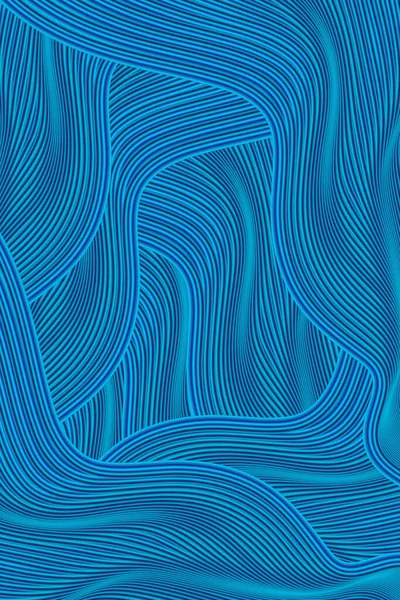 Renderelés Hullámos Kék Absztrakt Vonalak Texturált Texturált Poszter Háttér — Stock Fotó