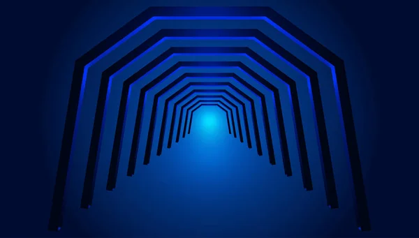 Görüntüleme Gelecekteki Mavi Koridor Geçidi Uzayı — Stok Vektör