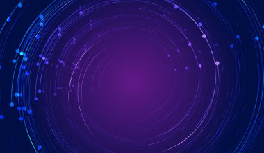 Noktalar ve çizgiler parlak bir spiral arkaplan oluşturur, soyut vektör çizimi