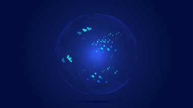 3D parçacık küresi ve ışınları internet teknolojisi büyük veri vektör arkaplanı