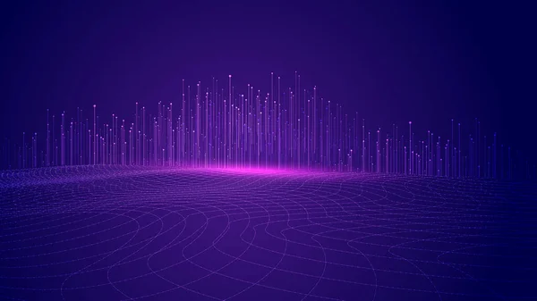 Azul Púrpura Punteado Línea Espacio Big Data Internet Tecnología Vector — Archivo Imágenes Vectoriales
