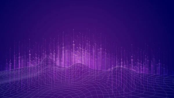 Azul Púrpura Punteado Línea Espacio Big Data Internet Tecnología Vector — Archivo Imágenes Vectoriales