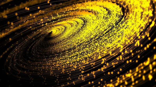 Золоті Пунктирні Лінії Випромінюють Вихор Частинок Великі Дані Технології Язку — стокове фото