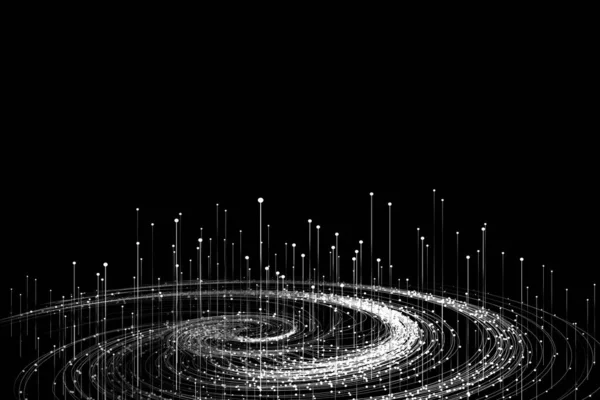 Gepunktete Linien Emittieren Teilchenwirbel Big Data Hintergrund Kommunikationstechnologie — Stockfoto