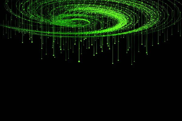 Grön Punkt Linje Partikel Virvel Big Data Kommunikationsteknik Bakgrund — Stockfoto