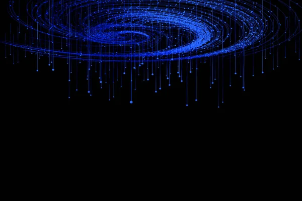 青色の点線が粒子渦 ビッグデータ 通信技術の背景にある — ストック写真