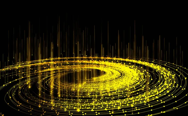 Золоті Пунктирні Лінії Випромінюють Вихор Частинок Великі Дані Технології Язку — стокове фото