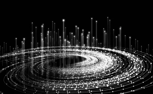 Gevlekte Lijnen Stoten Deeltjesvortex Big Data Communicatie Technologie Achtergrond — Stockfoto