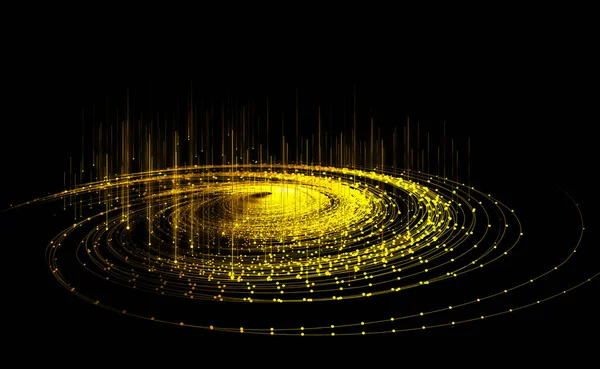Χρυσές Διακεκομμένες Γραμμές Εκπέμπουν Δίνη Σωματιδίων Μεγάλα Δεδομένα Τεχνολογία Επικοινωνιών — Φωτογραφία Αρχείου