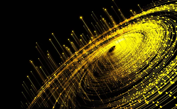 金点线发射粒子涡旋 大数据 通信技术背景 — 图库照片