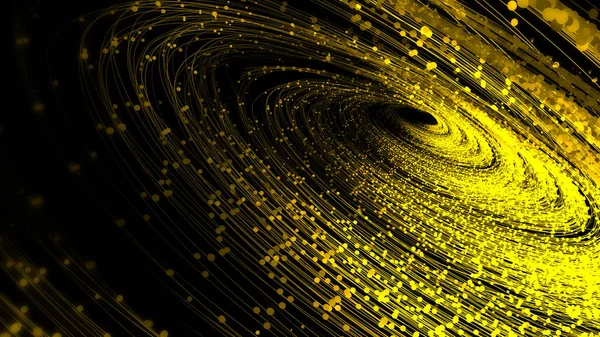 Gouden Gloeiende Deeltjesspiraal Fintech Communicatie Big Data Achtergrond — Stockfoto
