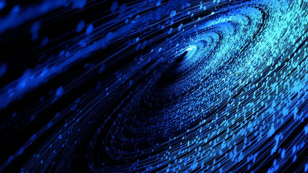 Μπλε Διακεκομμένη Γραμμή Που Εκπέμπει Δίνη Σωματιδίων Μεγάλα Δεδομένα Τεχνολογία — Φωτογραφία Αρχείου