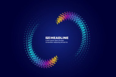 Renkli spiral çizgi parçacıkları, soyut teknoloji poster arkaplanı.