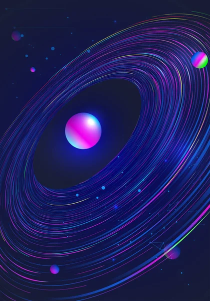 Bunter Planet Auf Bunter Spiralspirale Kosmisches Science Fiction Konzept — Stockvektor