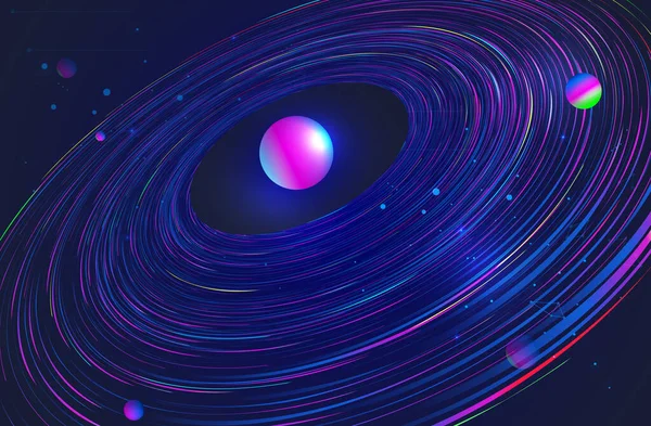 Färgglad Planet Färgglada Spiral Spole Kosmisk Sci Koncept — Stock vektor