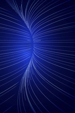 Mavi ışık perspektifi uzaysal çizgiler, teknoloji vektör arkaplanı.