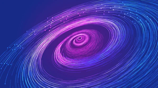 Bleu Violet Gradient Point Ligne Spirale Internet Technologie Big Data — Image vectorielle