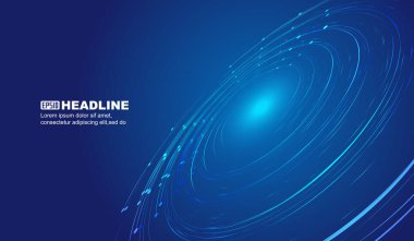 Parlak noktalar, çizgiler ve girdaplar internet büyük veri teknolojisinin arka planını oluşturur..