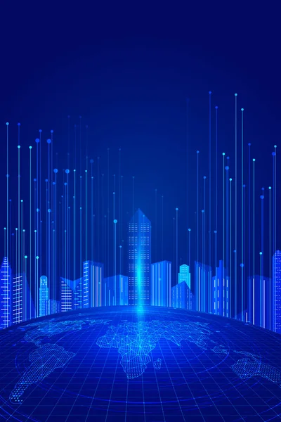 Linka Architektura Zázemí Internetové Fintech Budoucím Městě — Stockový vektor
