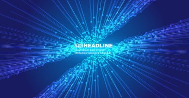 Mavi noktalar ve çizgiler simetrik olarak internet teknolojisinin arkaplanını birleştirmek için büyük veriler