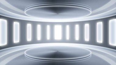 3D metal işlemeli gümüş desenli sergi gelecekteki bilim ve teknoloji mekansal algılama arkaplanı