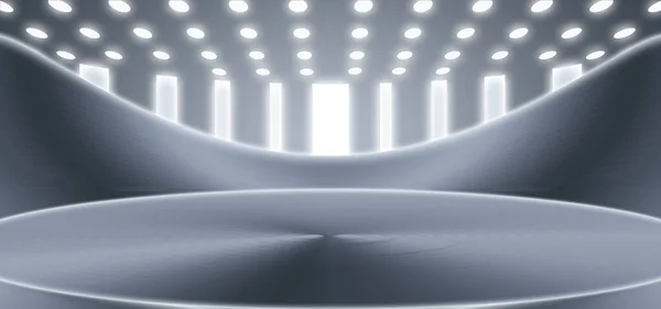 Рендеринг Металлической Серебристой Текстуры Дисплей Выставка Будущего Науки Техники Пространственного — стоковое фото