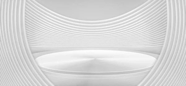 Rendu Blanc Incurvé Scène Plate Forme Affichage Futuriste Arrière Plan — Photo