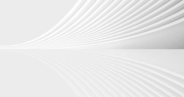 Beyaz fütüristik mimari çizgi dokusu, 3B görüntüleme.