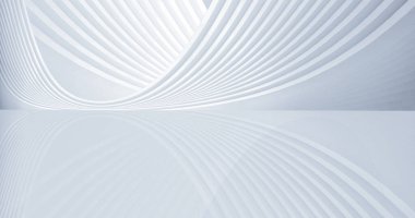 Gümüş beyaz fütüristik mimari çizgi dokusu, 3D görüntüleme.