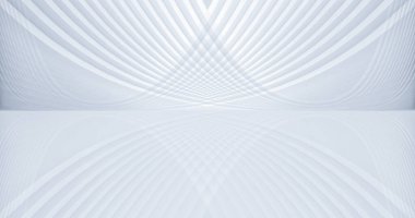 Gümüş beyaz fütüristik mimari çizgi dokusu, 3D görüntüleme.