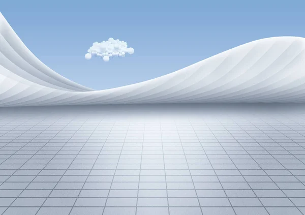 Gerenderte Illustration Eines Leeren Weißen Raumes Mit Himmel Und Wolken — Stockfoto