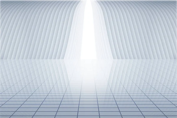 Белый Арочный Фасад Стены Продольным Наземным Пространством Рендеринг — стоковое фото