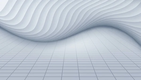 Серо Белое Абстрактное Здание Продольным Наземным Фоном Рендеринг — стоковое фото