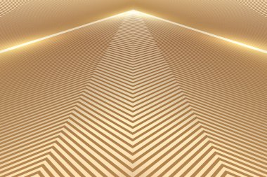 Geometrik desenli altın arkaplan. 3 boyutlu çizim, 3 boyutlu illüstrasyon. 