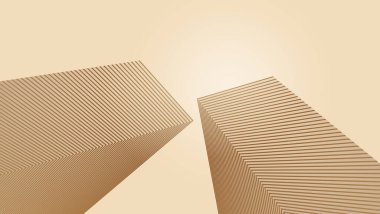 Soyut altın çizgili arka plan yukarı bakan yüksek bir binaya benziyor.