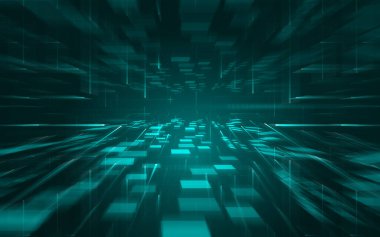 Parlak çizgileri olan 3 boyutlu teknoloji geçmişi. 3d oluşturma