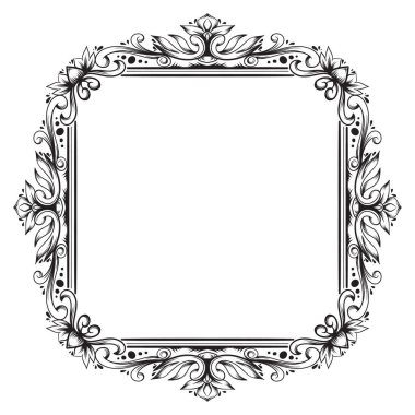 siyah ve beyaz çerçeve vintage çiçek tasarımı süsü