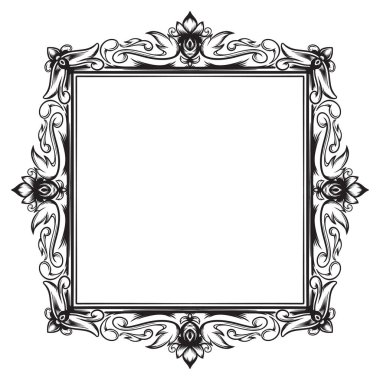 siyah ve beyaz çerçeve vintage çiçek tasarımı süsü