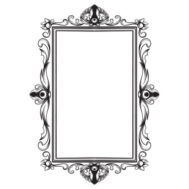 siyah ve beyaz çerçeve vintage çiçek tasarımı süsü